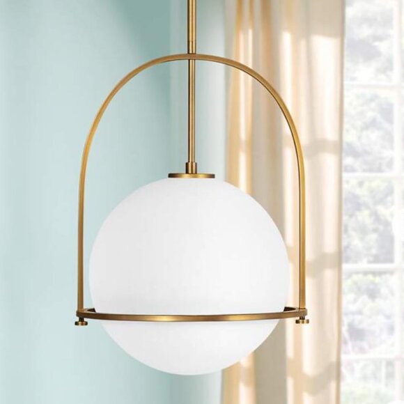 Two Adjustable Height, for Even or Sloped Ceilings, Etched Opal Globe - Picture 2 of 3